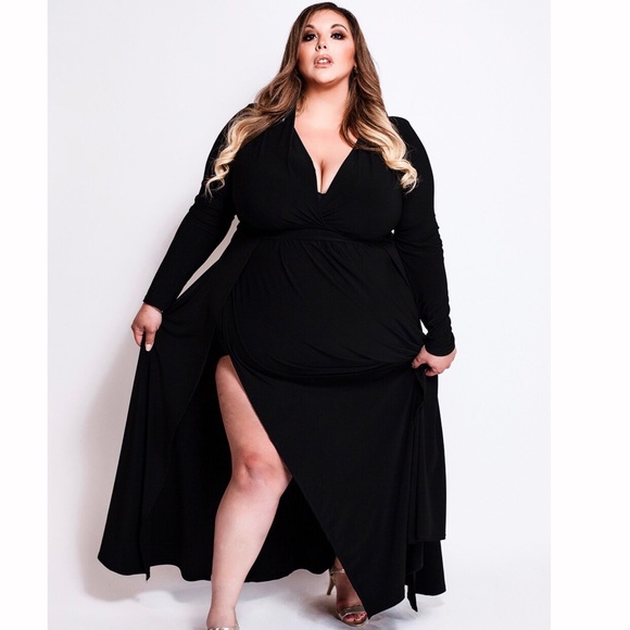 Plus Size ‘Gemini’ Double Slit Maxi Dress - Picture 6 of 7